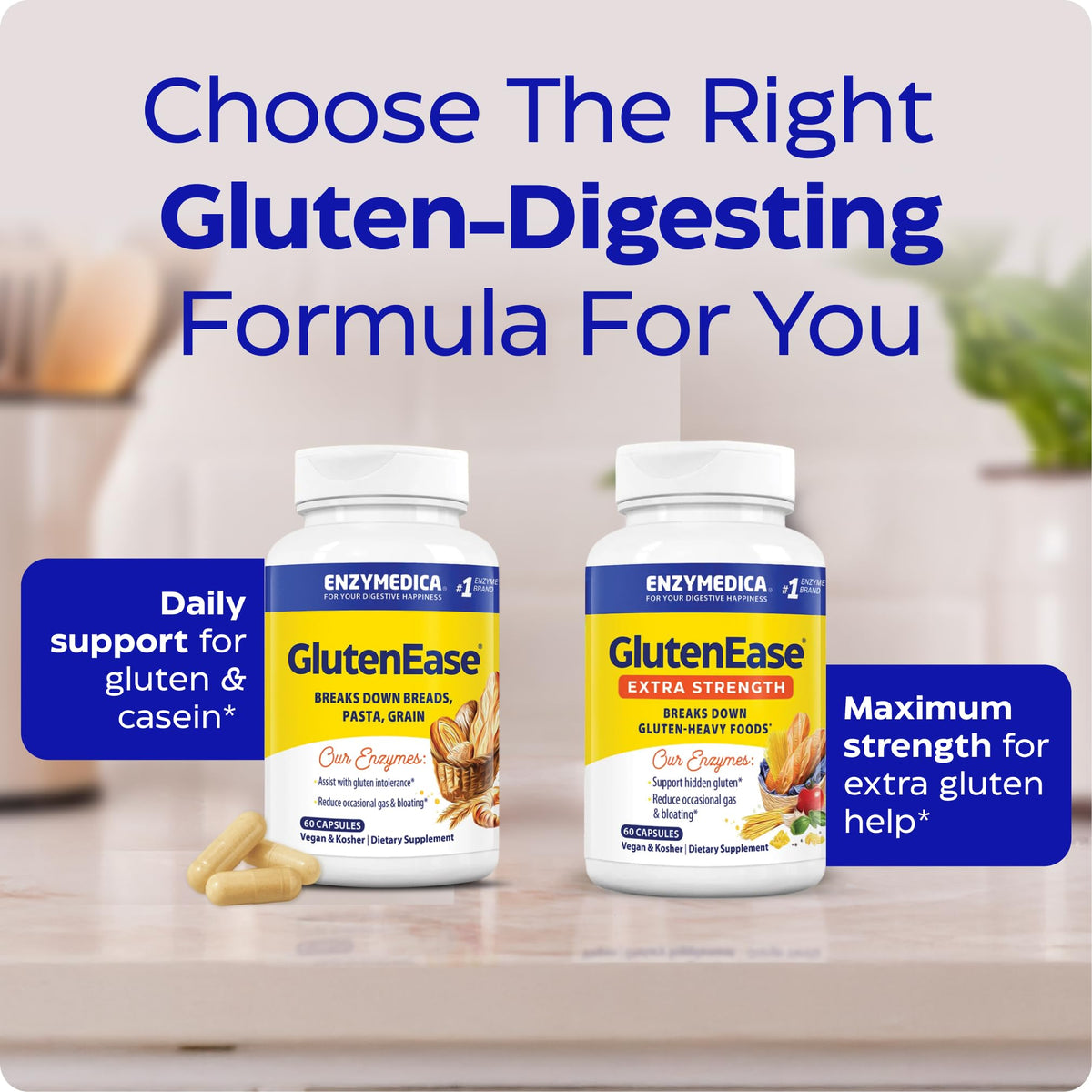 Enzymedica GlutenEase - Digestive Enzyme Supplement for Women & Men, Gluten & Casein Sensitivity Support, Enzymes for Digestion & Gut Health - FENGGESTORE20