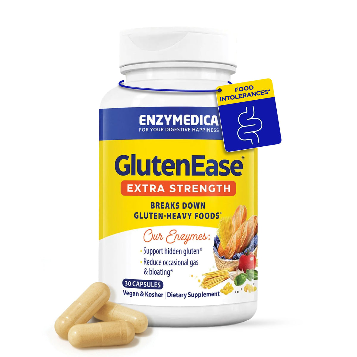Enzymedica - GlutenEase Extra Strength, Complete Gluten & Casein Formula with Digestive Enzymes + DPP-IV, 30 Capsules - FENGGESTORE20