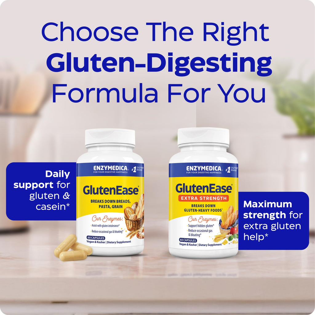 Enzymedica - GlutenEase Extra Strength, Complete Gluten & Casein Formula with Digestive Enzymes + DPP-IV, 30 Capsules - FENGGESTORE20