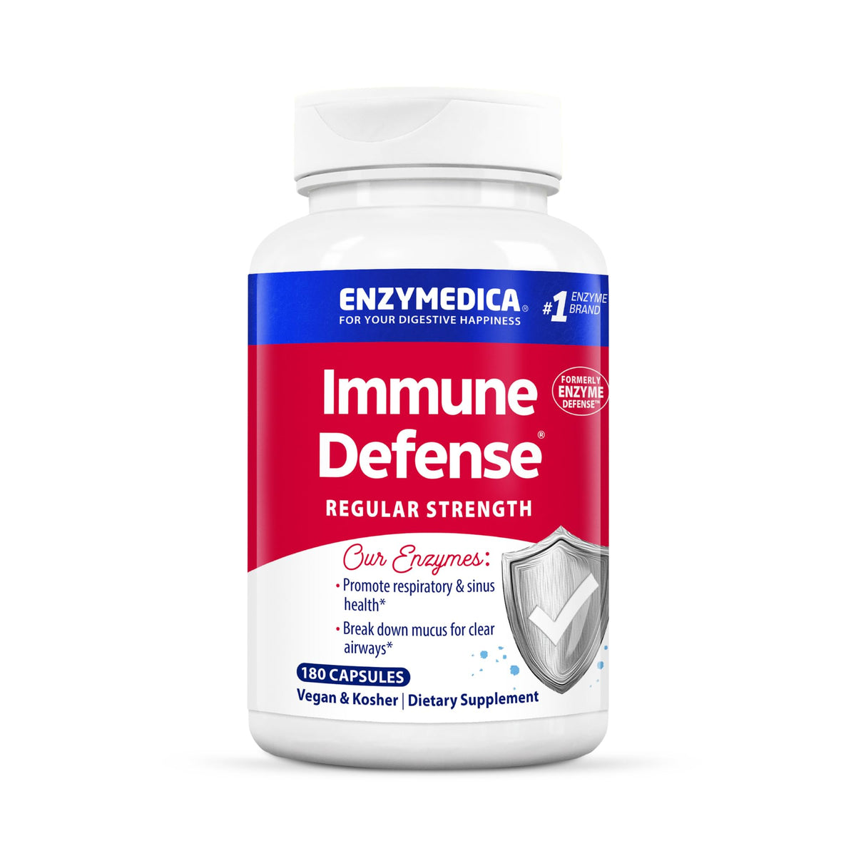 Enzymedica Immune Defense Regular Strength Caps - Proteolytic Enzyme Supplement for Men & Women, Immune Health Support Supplement with Protease, Catalase, Serrapeptase & Mucolase, Vegan - 180 Capsules - FENGGESTORE20