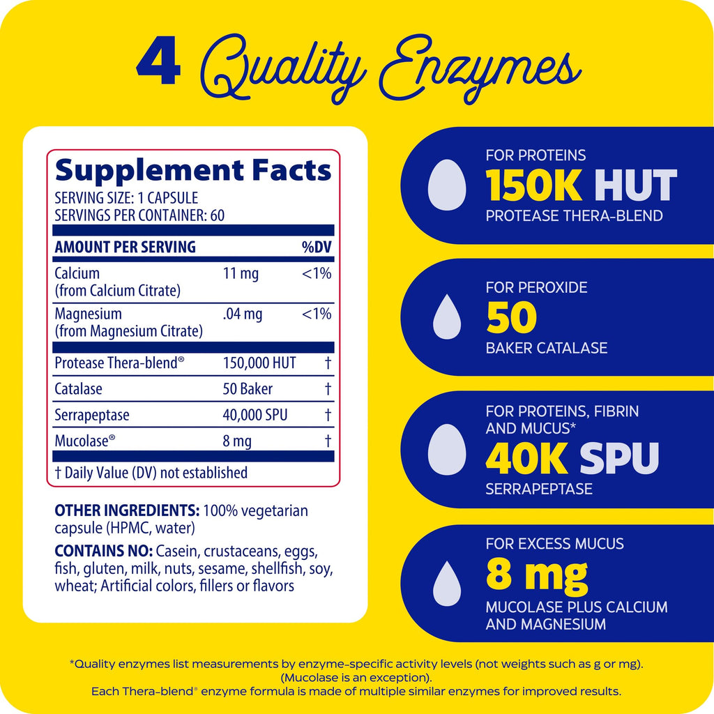 Enzymedica Immune Defense Regular Strength Caps - Proteolytic Enzyme Supplement for Men & Women, Immune Health Support Supplement with Protease, Catalase, Serrapeptase & Mucolase, Vegan - 180 Capsules - FENGGESTORE20
