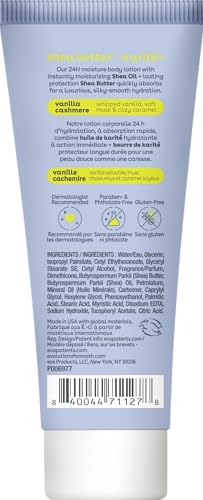 eos 24H Moisture Travel Body Lotion- Vanilla Cashmere, Travel Size Essential, Toiletries, Mini Body Lotion For Dry Skin, 2.5 fl oz - FENGGESTORE20
