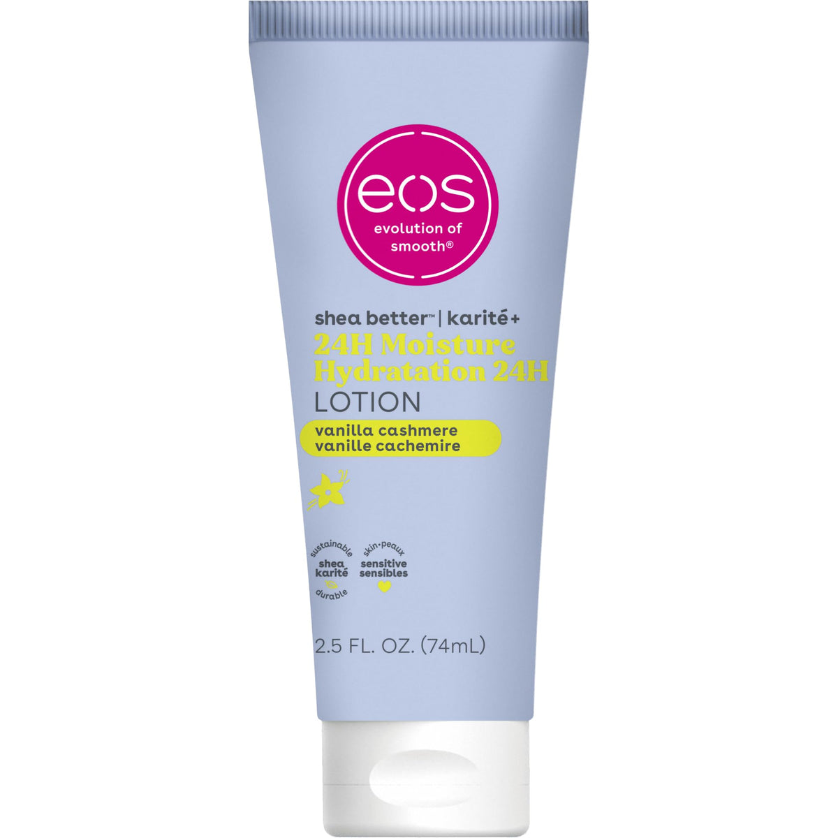 eos 24H Moisture Travel Body Lotion- Vanilla Cashmere, Travel Size Essential, Toiletries, Mini Body Lotion For Dry Skin, 2.5 fl oz - FENGGESTORE20