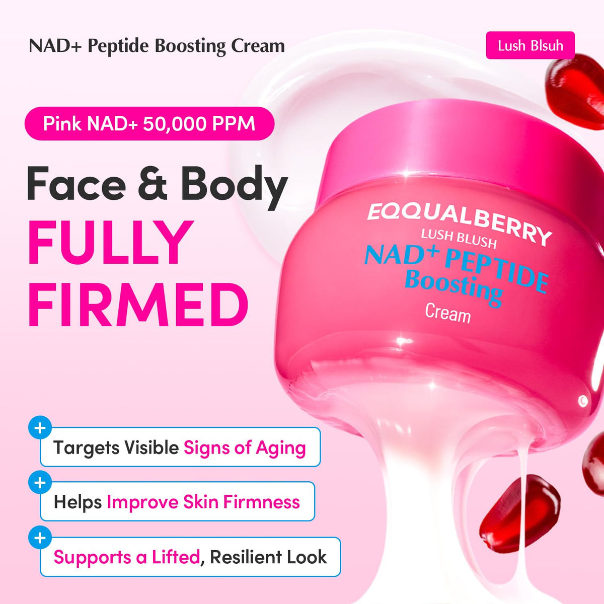 EQQUALBERRY NAD+ Peptide Boosting Cream – NAD+ 5% & 13 Peptides Anti-Aging Face & Body Cream - FENGGESTORE20