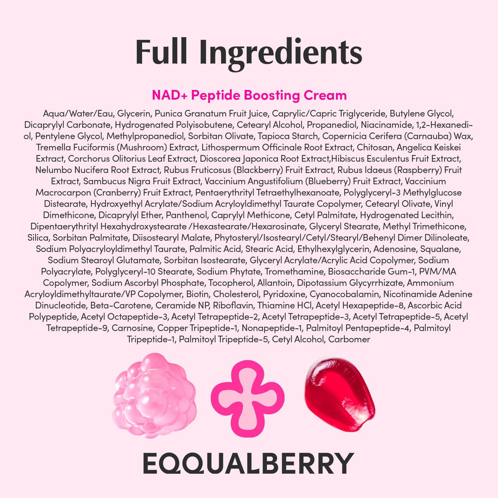 EQQUALBERRY NAD+ Peptide Boosting Cream – NAD+ 5% & 13 Peptides Anti-Aging Face & Body Cream - FENGGESTORE20