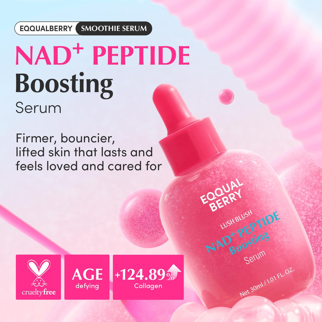 EQQUALBERRY NAD+ Peptide Boosting Serum – Niacinamide 2% + 14 Peptides + Vegan Collagen Anti-Aging Korean Skincare Face - FENGGESTORE20