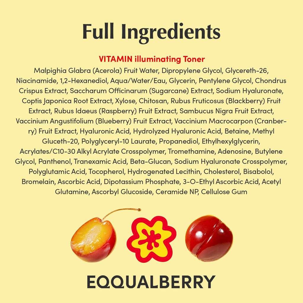 EQQUALBERRY Vitamin Illuminating Toner - Brightening Vitamin C & Niacinamide 3% - FENGGESTORE20