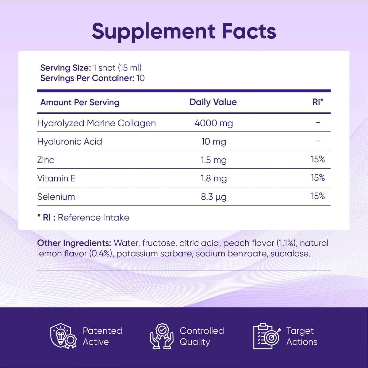 ERIC FAVRE Pure Collagen+ Liquid Collagen for Women – 4000mg Marine Peptides for Radiant Skin, Hair & Nail Health – Hyaluronic Acid, Vitamin E – 10 Shots, Peach Lemon Flavor - FENGGESTORE20