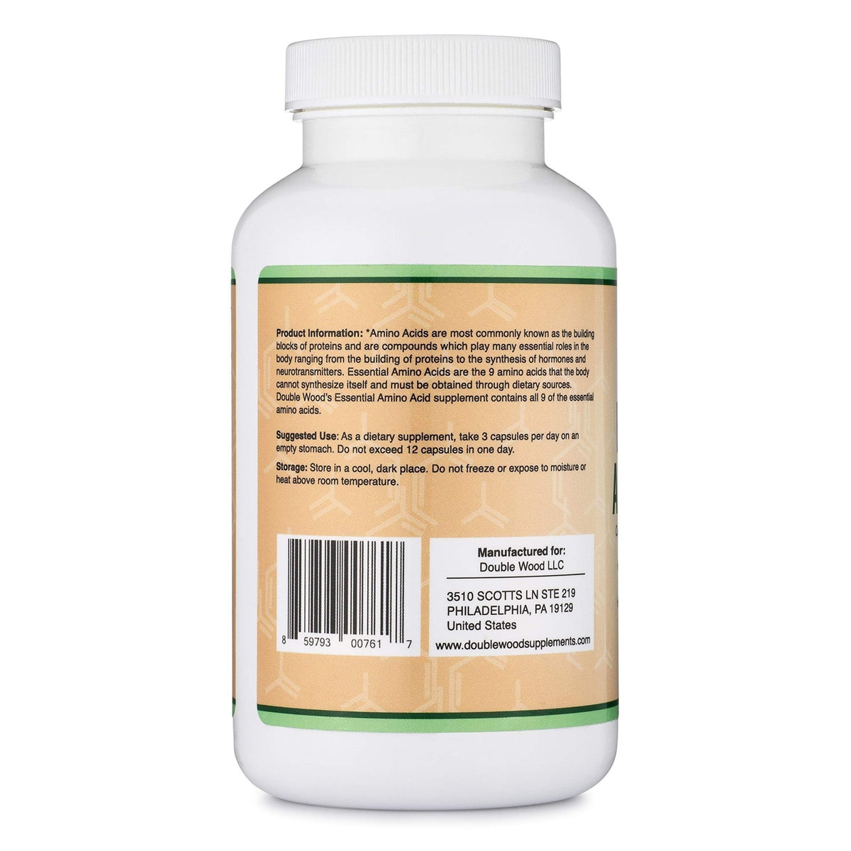 Essential Amino Acids - 1 Gram Per Serving Powder Blend of All 9 Essential Aminos (EAA) and All Branched-Chain Aminos (BCAAs) (Leucine, Isoleucine, Valine) 225 Capsules, Gluten Free by Double Wood - FENGGESTORE20
