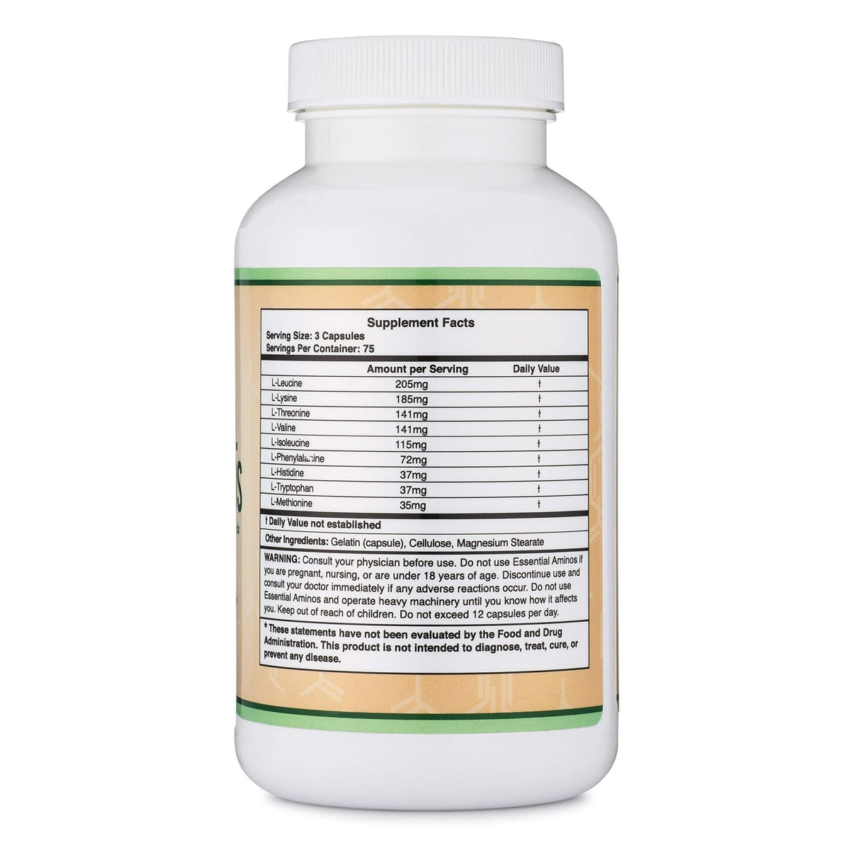 Essential Amino Acids - 1 Gram Per Serving Powder Blend of All 9 Essential Aminos (EAA) and All Branched-Chain Aminos (BCAAs) (Leucine, Isoleucine, Valine) 225 Capsules, Gluten Free by Double Wood - FENGGESTORE20