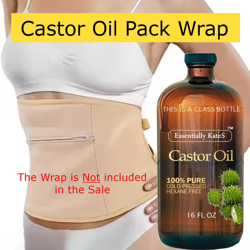 Essentially KateS Castor Oil 16 Fl Oz (Glass Bottle) - Original - A Huge Glass Bottle with a Pump - 100% Pure and Natural - FENGGESTORE20