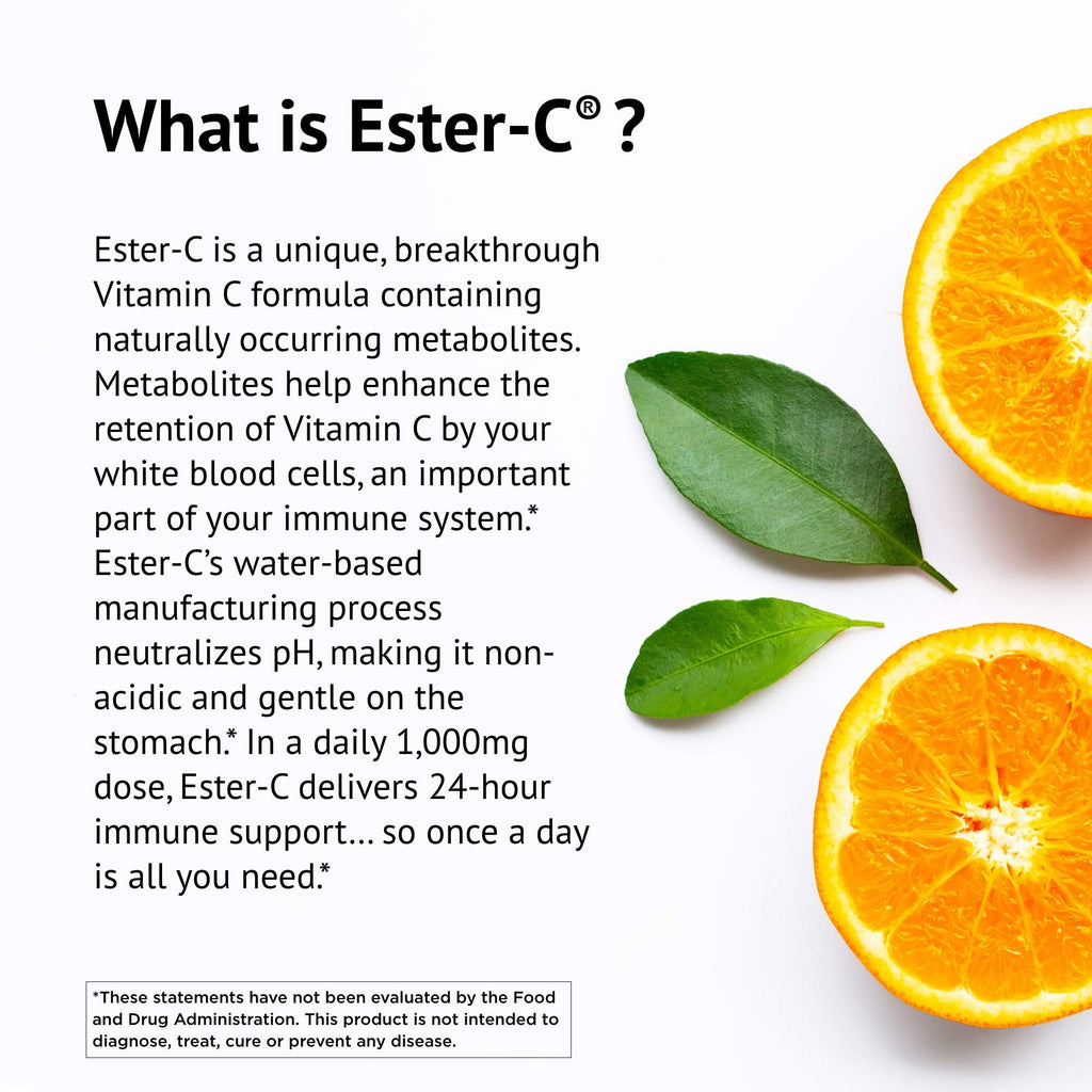 Ester-C American Health with Citrus Bioflavonoids Capsules - 24-Hour Immune Support, Gentle On Stomach, Non-Acidic Vitamin C - FENGGESTORE20