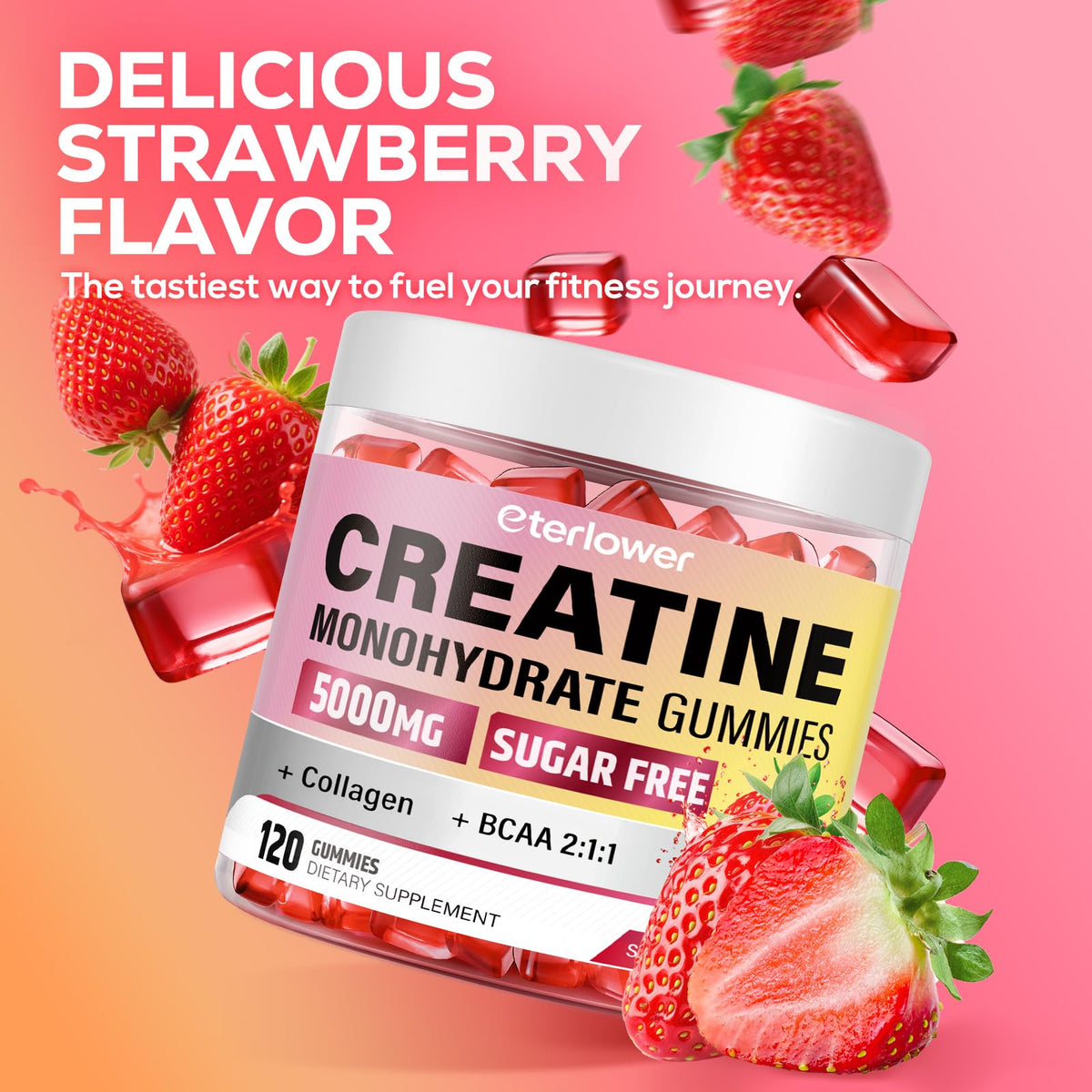 eterlower Creatine Monohydrate Gummies, 5g Creatine Gummies for Women & Men.Pre-Workout & Muscle Growth Support, - FENGGESTORE20