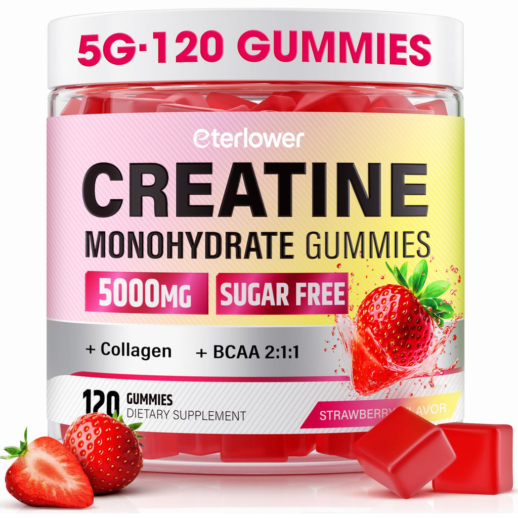 eterlower Creatine Monohydrate Gummies, 5g Creatine Gummies for Women & Men.Pre-Workout & Muscle Growth Support, - FENGGESTORE20