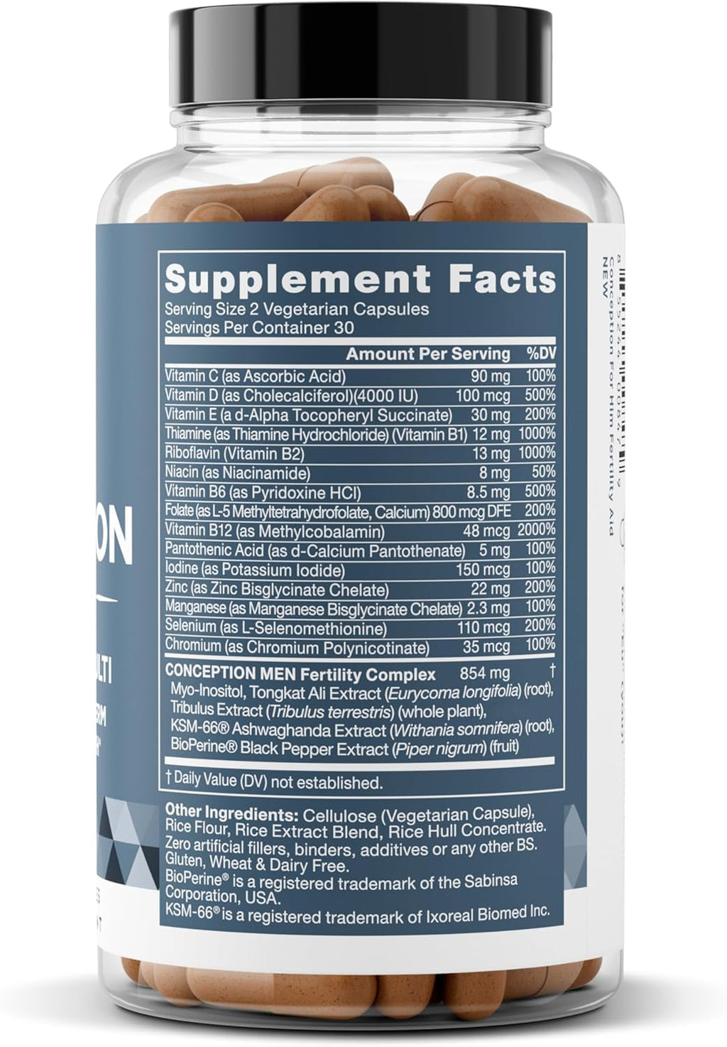 Eu Natural Conception for Him - Male Fertility Supplements with Ashwagandha, Folate & Zinc - Sperm Count, Motility & Strength Support - Fertility Support for Men, 60 Vegetarian Capsules - FENGGESTORE20