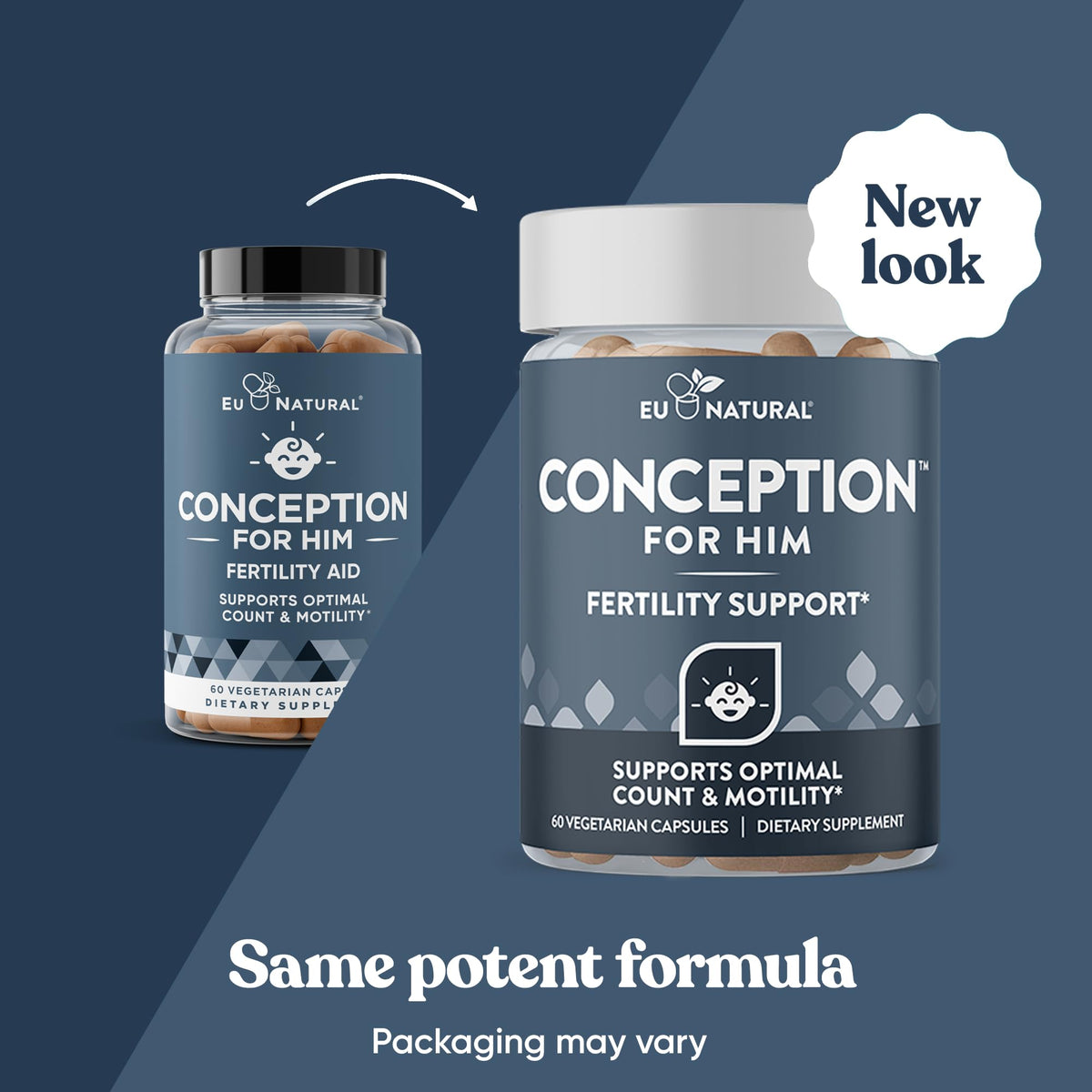 Eu Natural Conception for Him - Male Fertility Supplements with Ashwagandha, Folate & Zinc - Sperm Count, Motility & Strength Support - Fertility Support for Men, 60 Vegetarian Capsules - FENGGESTORE20