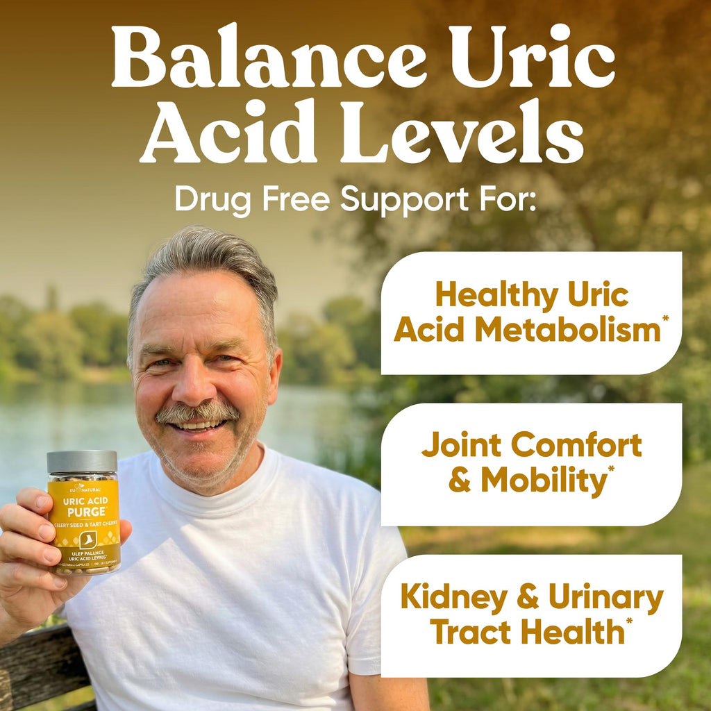 Eu Natural Purge Uric Acid Flush - Eat & Drink What You Want - Uric Acid Support for Joints & Mobility with Celery Seed - FENGGESTORE20