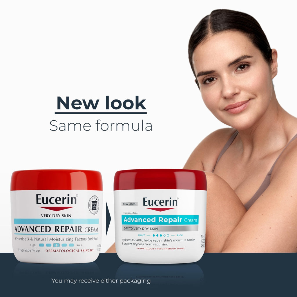 Eucerin Advanced Repair Body Cream for Very Dry Skin, Fragrance Free Daily Body Moisturizer, 16 Oz Jar - FENGGESTORE20