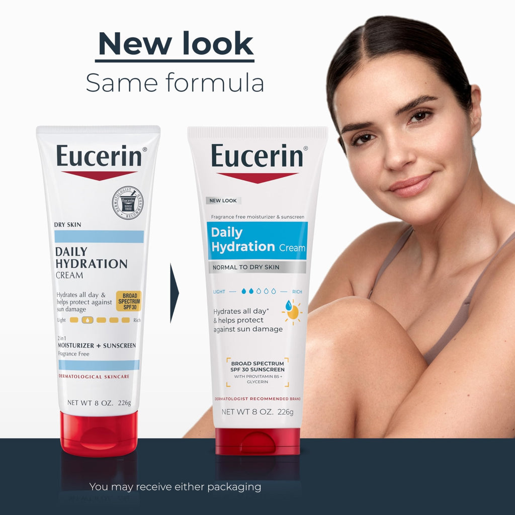 Eucerin Daily Hydration Broad Spectrum SPF 30 Sunscreen Body Cream for Dry Skin, Fragrance Free Sunscreen Moisturizer, 8 Oz Tube - FENGGESTORE20