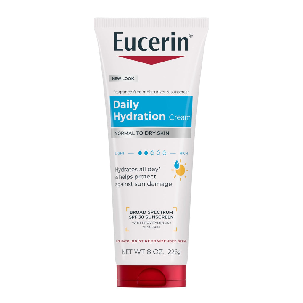 Eucerin Daily Hydration Broad Spectrum SPF 30 Sunscreen Body Cream for Dry Skin, Fragrance Free Sunscreen Moisturizer, 8 Oz Tube - FENGGESTORE20