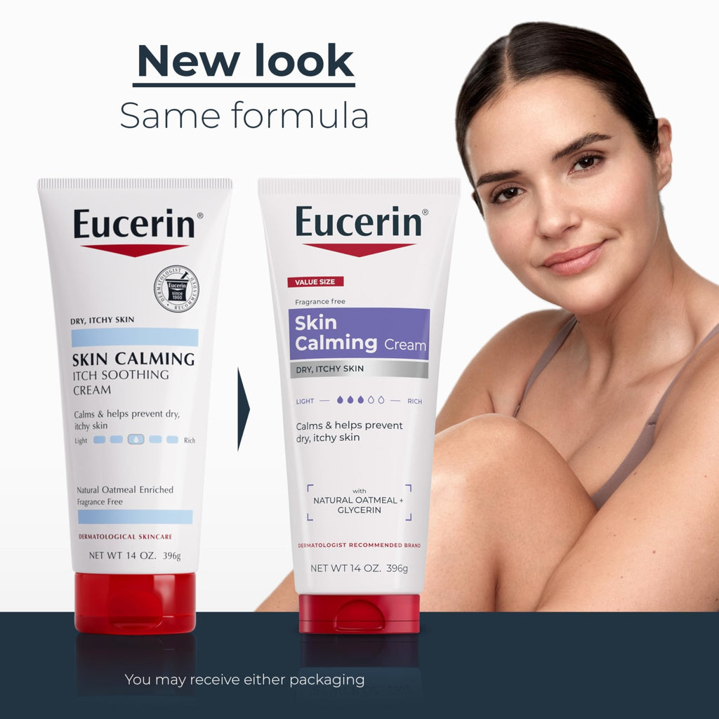 Eucerin Skin Calming Cream - Full Body Lotion for Dry, Itchy Skin, Natural Oatmeal Enriched - 14 oz. Tube - FENGGESTORE20
