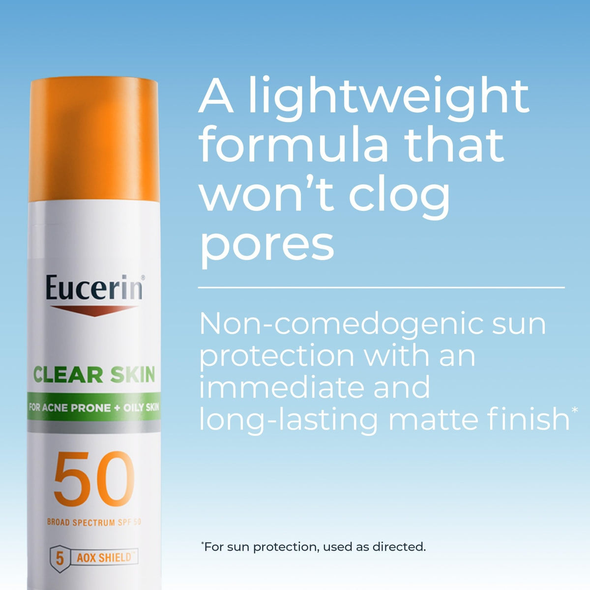 Eucerin Sun Clear Skin Face Sunscreen Lotion SPF 50 for Acne Prone and Oily Skin, Lightweight Sunscreen with Oil-Absorbing Minerals - FENGGESTORE20