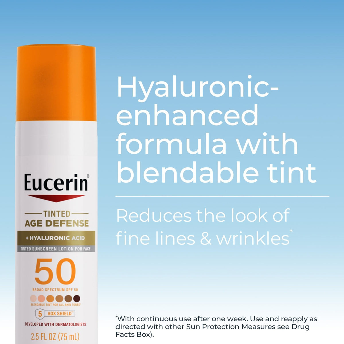 Eucerin Sun Tinted Age Defense Face Sunscreen Lotion SPF 50 with Hyaluronic Acid - FENGGESTORE20