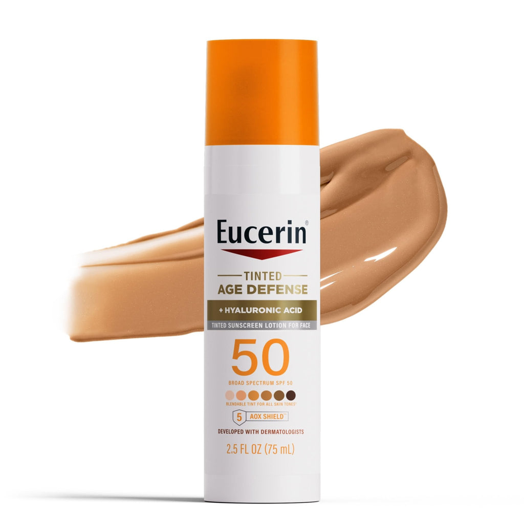Eucerin Sun Tinted Age Defense Face Sunscreen Lotion SPF 50 with Hyaluronic Acid - FENGGESTORE20