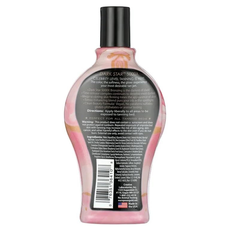 European Gold Dark Star 5000X Indoor Tanning Lotion for Tanning beds, 12 fl oz - FENGGESTORE20