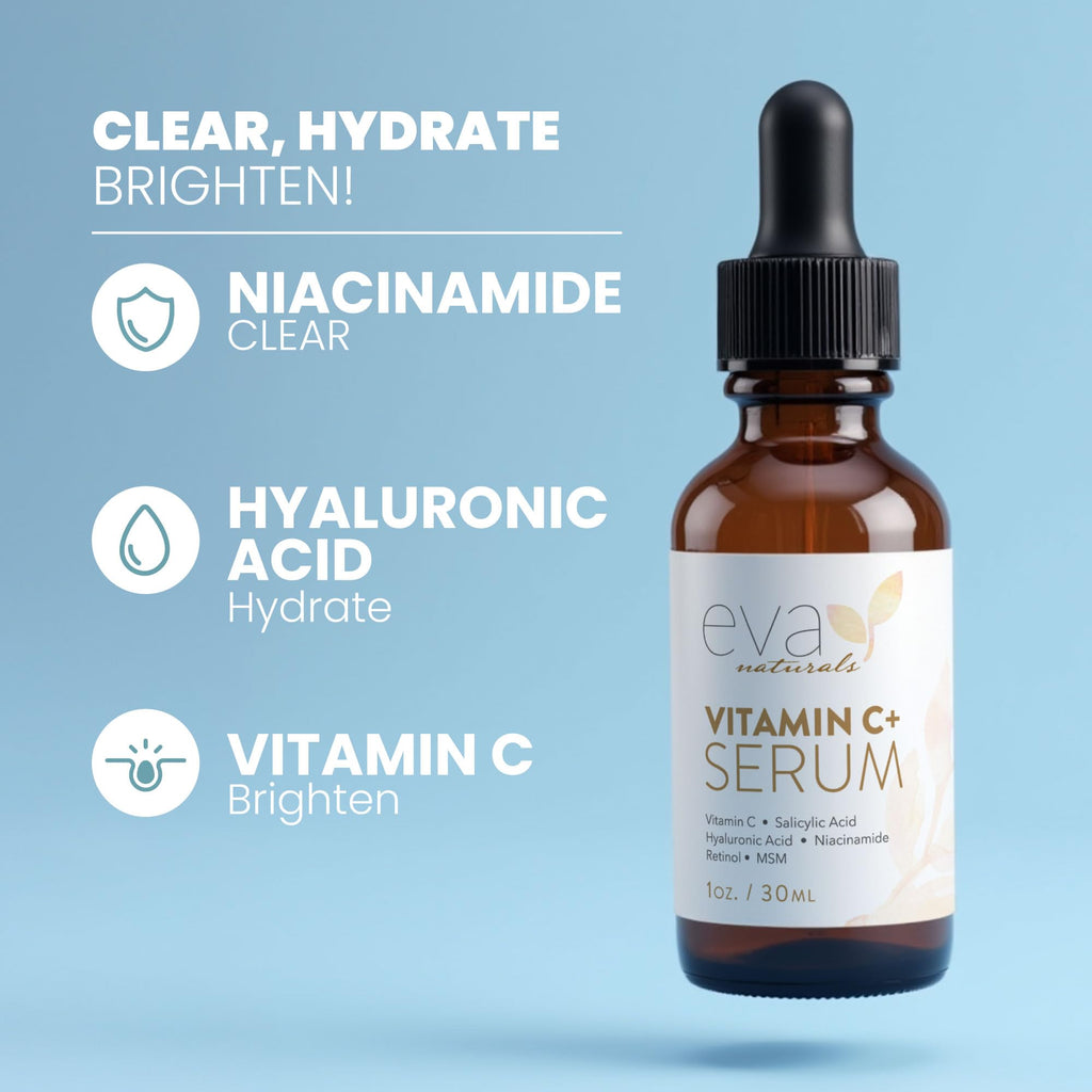 Eva Naturals Vitamin C Serum for Face – Anti Aging Dark Spot Remover & Corrector with Retinol, Hyaluronic Acid - FENGGESTORE20