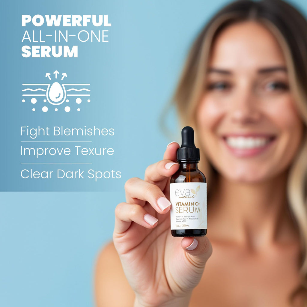 Eva Naturals Vitamin C Serum for Face – Anti Aging Dark Spot Remover & Corrector with Retinol, Hyaluronic Acid - FENGGESTORE20