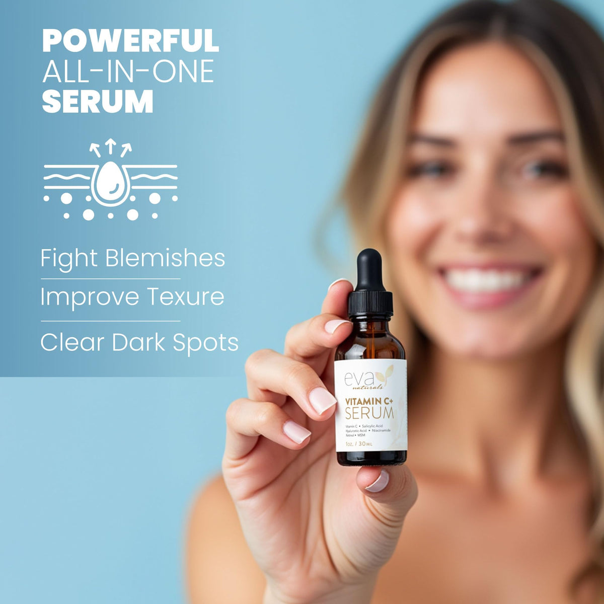Eva Naturals Vitamin C Serum for Face – Anti Aging Dark Spot Remover & Corrector with Retinol, Hyaluronic Acid - FENGGESTORE20