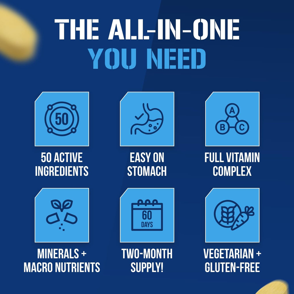 EVL Advanced Daily Multivitamin - Men's Multivitamin with Essential Minerals Phytonutrient Complex and VitaMode Active Mens Vitamins for Energy - FENGGESTORE20