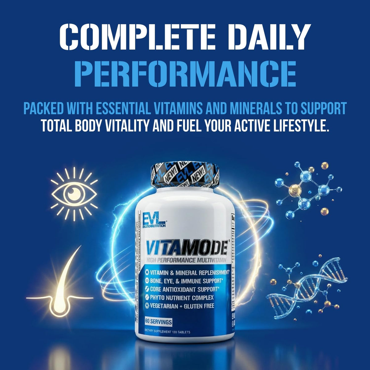 EVL Advanced Daily Multivitamin - Men's Multivitamin with Essential Minerals Phytonutrient Complex and VitaMode Active Mens Vitamins for Energy - FENGGESTORE20