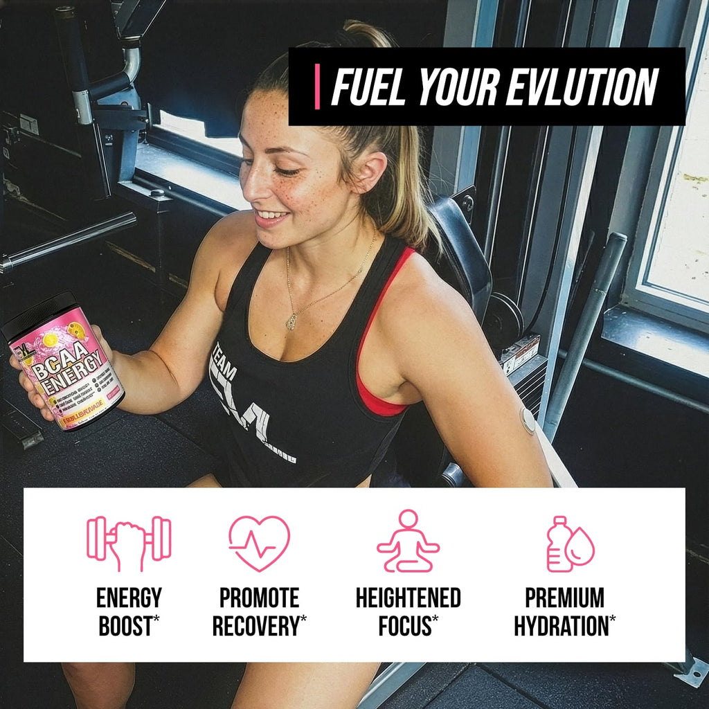 Evlution EVL BCAAs Amino Acids Powder - BCAA Energy Pre Workout Powder for Muscle Recovery Lean Growth and Endurance - Rehydrating Post Workout Recovery - FENGGESTORE20