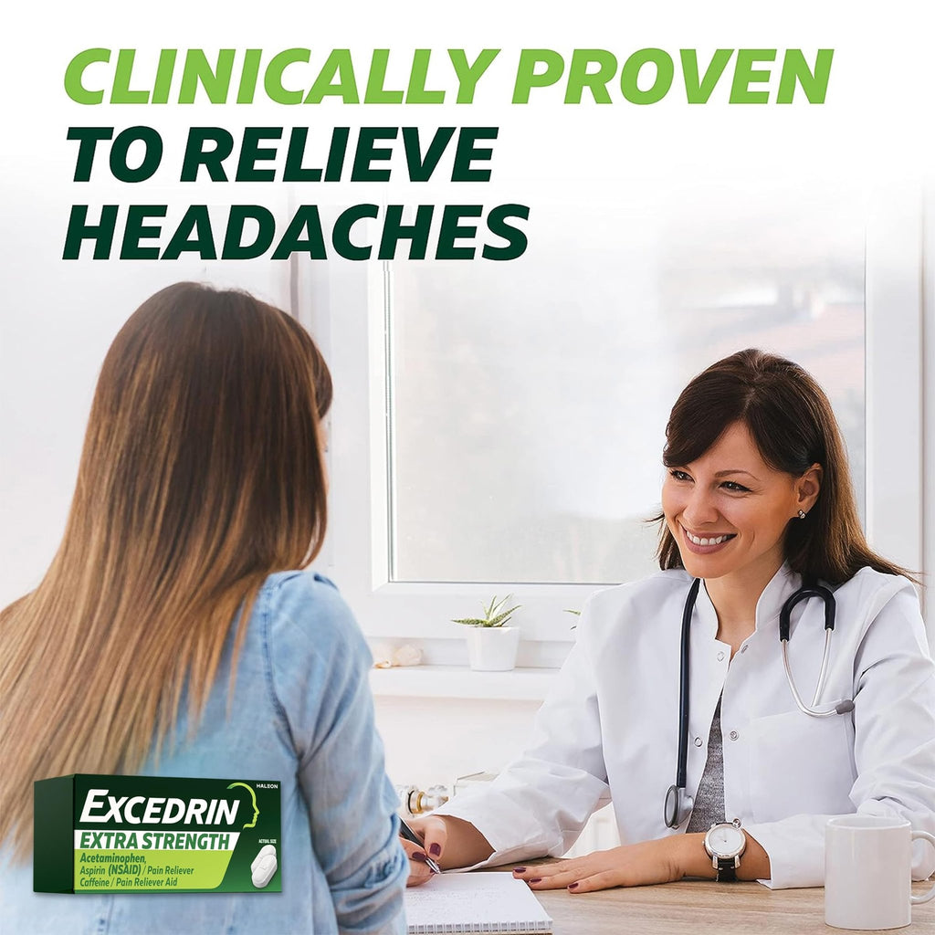 Excedrin Extra Strength Pain Relief Caplets for Headache Relief, Acetaminophen 250mg, Aspirin 250mg, Caffeine 65mg, Pain Reliever, 200 Count - FENGGESTORE20