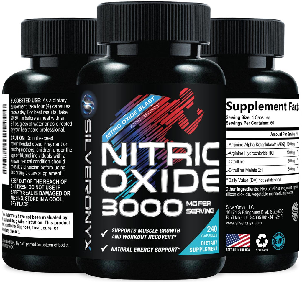 Extra Strength Nitric Oxide Booster - 3X Strength L-Arginine AKG & Citrulline Malate - Men & Women Premium Pre Workout Nitric Booster - Natural Energy & Muscle Support - FENGGESTORE20
