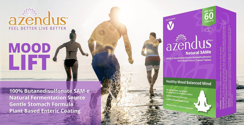 extreme V Azendus SAM-e Mood Support 400mg, 60 Count, Same Butanedisulfonate Fiber Enteric Coated Tablets - FENGGESTORE20