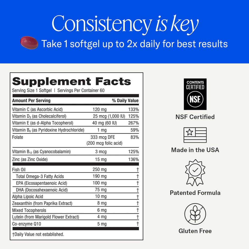 EyePromise Restore Eye Health Supplements - 60 Softgels, 30-Day Supply - Omega 3 Supplement for Aging Eyes with Lutein and Zeaxanthin, - FENGGESTORE20