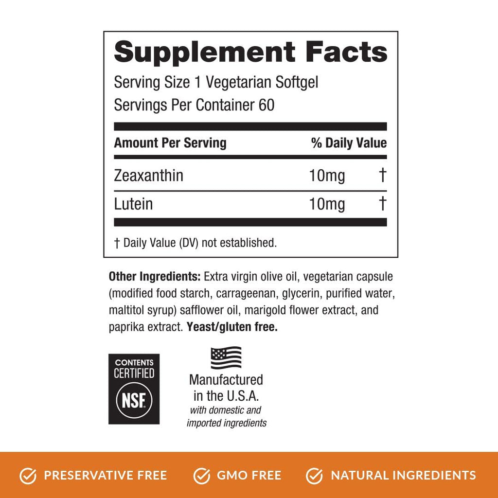 EyePromise Zeaxanthin + Lutein Eye Vitamin - 60 Softgels Capsules Made with Natural Ingredients for Diets Including Gluten Free and Vegetarian - FENGGESTORE20
