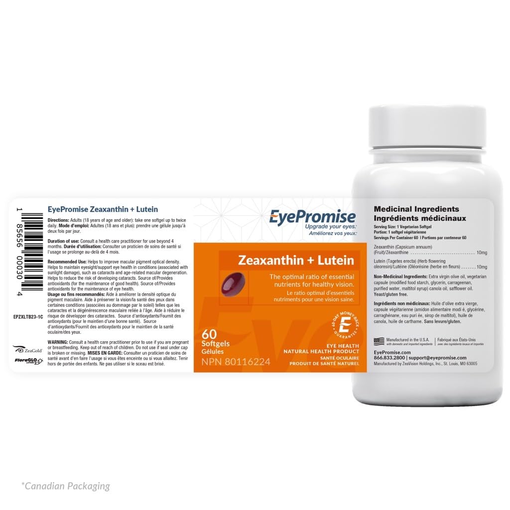 EyePromise Zeaxanthin + Lutein Eye Vitamin - 60 Softgels Capsules Made with Natural Ingredients for Diets Including Gluten Free and Vegetarian - FENGGESTORE20