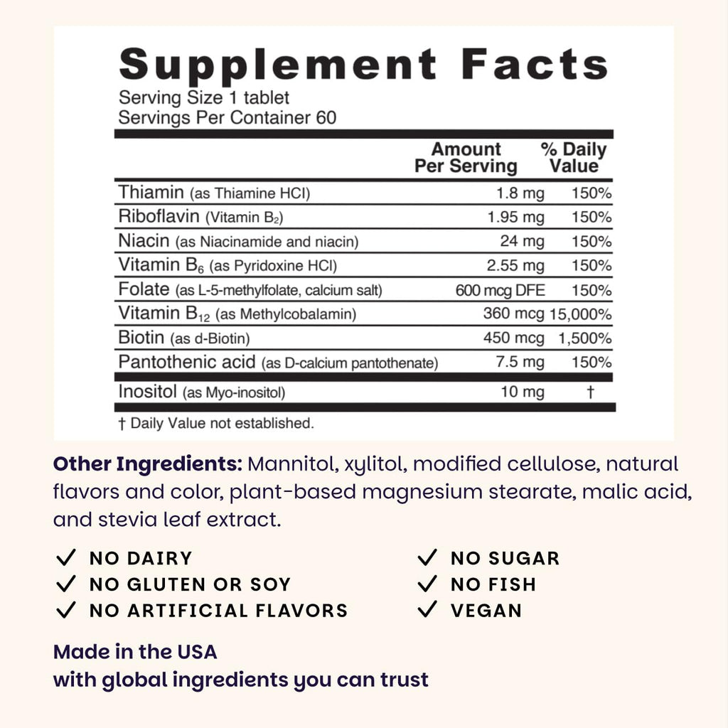 EZ Melts Dissolvable B-Complex - Vitamin B Complex - Provides Energy Metabolism & Heart Health Support - with Methylated B12 & Folate - Non-GMO & Vegan - FENGGESTORE20