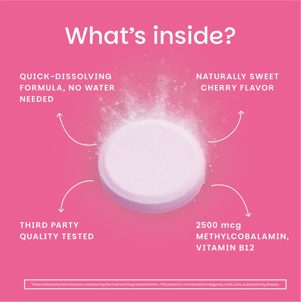 EZ Melts Dissolvable B12 2,500 mcg - Vitamin B12 for Energy & Immune Support - Non-GMO, Vegan & Gluten-Free - FENGGESTORE20