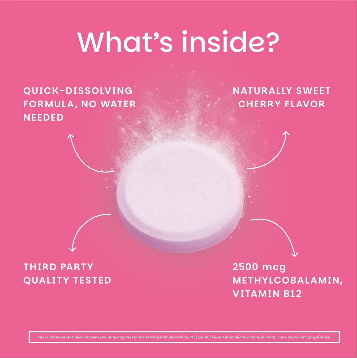 EZ Melts Dissolvable B12 2,500 mcg - Vitamin B12 for Energy & Immune Support - Non-GMO, Vegan & Gluten-Free - FENGGESTORE20