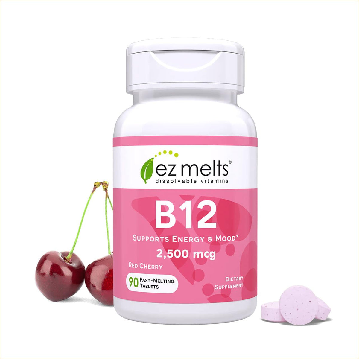 EZ Melts Dissolvable B12 2,500 mcg - Vitamin B12 for Energy & Immune Support - Non-GMO, Vegan & Gluten-Free - FENGGESTORE20