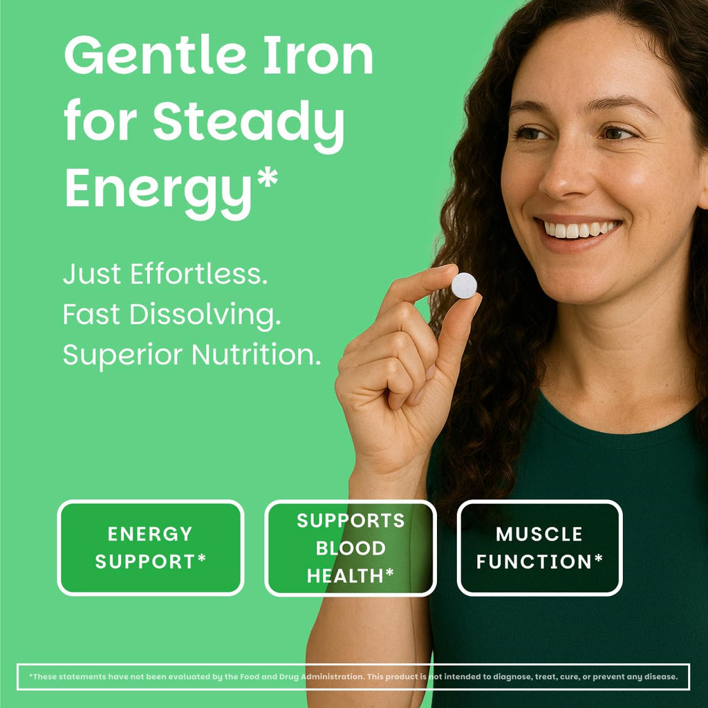 EZ Melts Iron - Supplement for Daily Energy & Iron Support - with Vitamin C - No Artificial Flavors - Non-GMO & Vegan - Zesty Orange - FENGGESTORE20