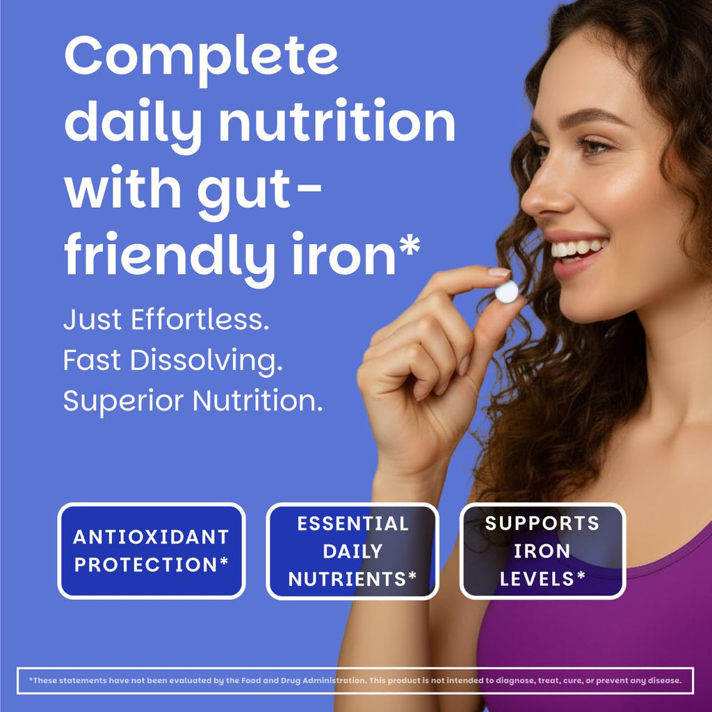 EZ Melts Multivitamin + Iron - Daily Multivitamin for Women & Men - Supports Healthy Energy Levels & Antioxidant Protection - Non-GMO & Vegan - Tropical Cherry - FENGGESTORE20
