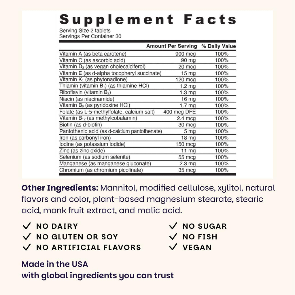 EZ Melts Multivitamin + Iron - Daily Multivitamin for Women & Men - Supports Healthy Energy Levels & Antioxidant Protection - Non-GMO & Vegan - Tropical Cherry - FENGGESTORE20