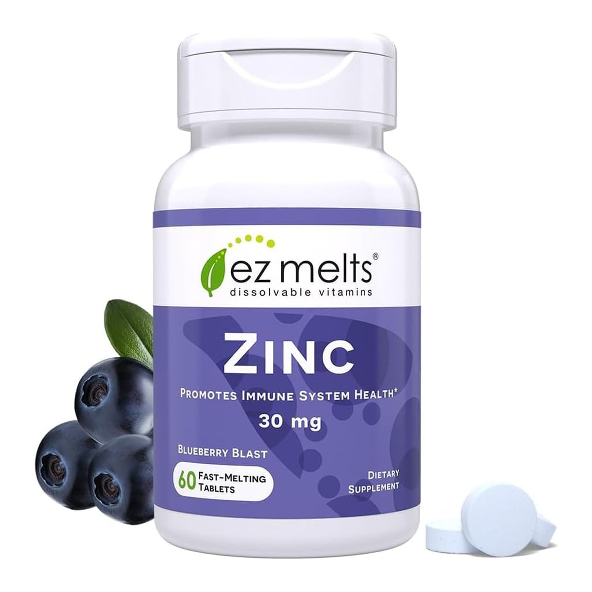 EZ Melts Zinc - Supplement for Immune, Digestive & Skin Health Support - Non-GMO, Vegan & Gluten-Free - Blueberry Blast - FENGGESTORE20