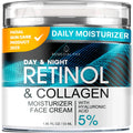 Face Moisturizer Retinol Cream, Anti Aging Neck Firming Cream, Collagen Day & Night Face Cream with Hyaluronic Acid for Women & Men, 1.85 Fl Oz - FENGGESTORE20